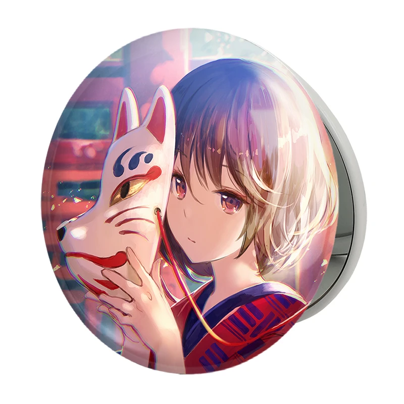 آینه جیبی خندالو طرح دختر انیمه ای مدل تاشو کد 18078 