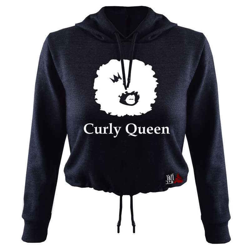 هودی زنانه مدل مو فرفری کد T17 رنگ سرمه ای