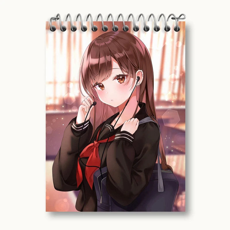 دفتر یادداشت 50 برگ خندالو مدل دختر انیمه ای کد 18107