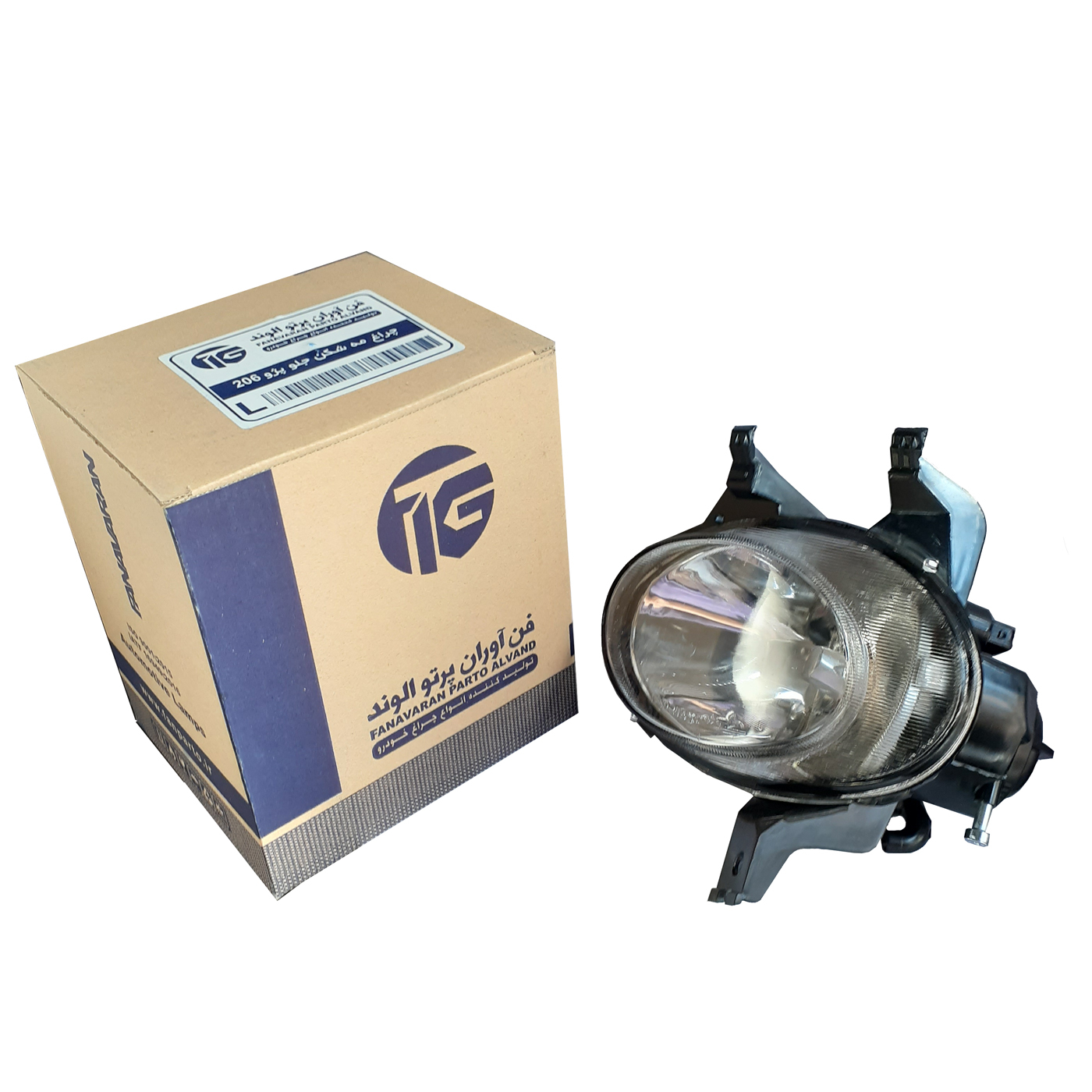 چراغ مه شکن جلو چپ خودرو شرکت فن آوران پرتو الوند کد 9635076180 مناسب برای پژو 206