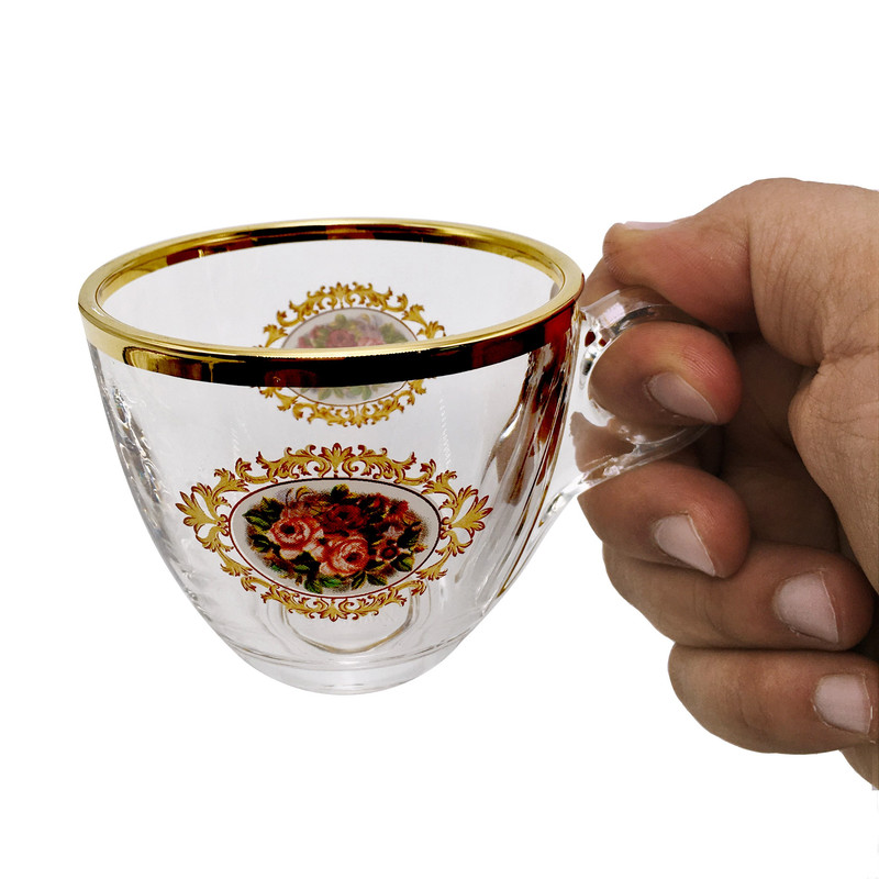 فنجان بلینک مکس طرح لب طلا و گلدار مدل چری