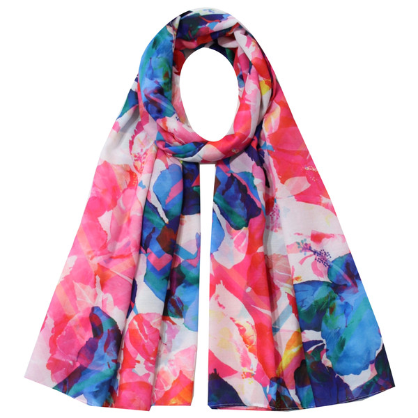 شال زنانه مدل نخی مزونی طرح آبرنگی بهاری کد ana-4090