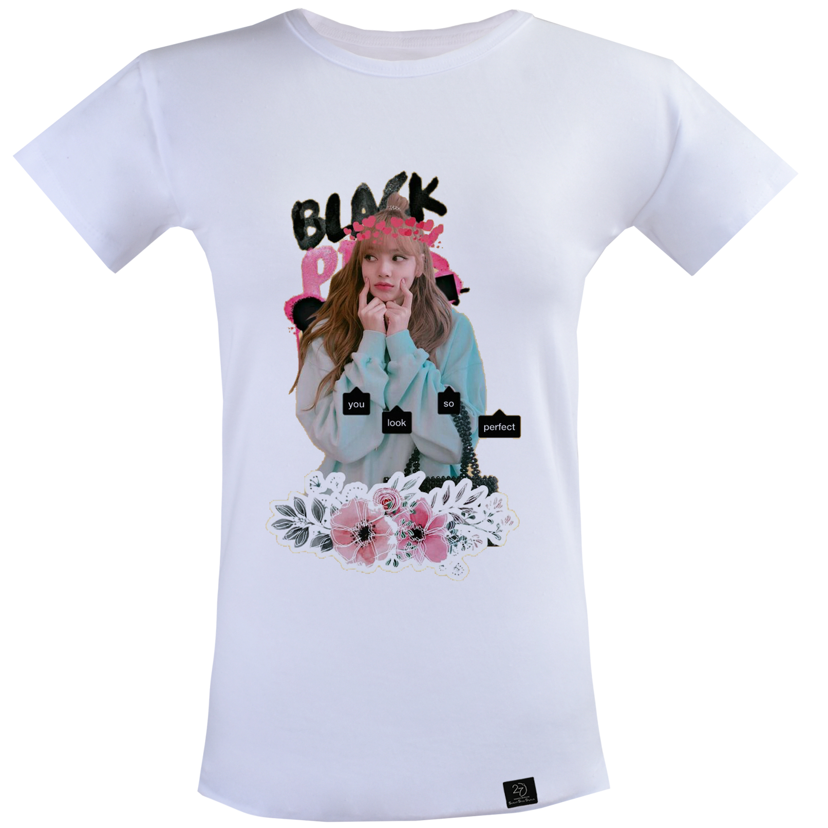 تی شرت آستین کوتاه زنانه 27 مدل لیسا بلک پینک کد WN510