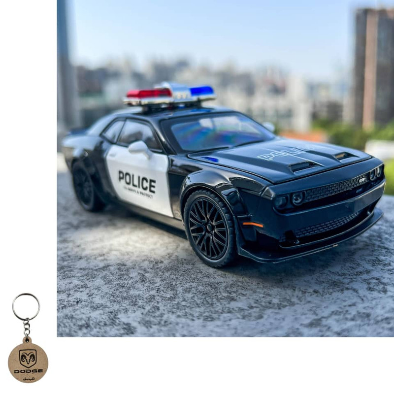 ماکت ماشین ناب سل مدل دوج چلنجر هلکت پلیس فلزی همراه با جاسوییچی Dodge Challenger SRT Police