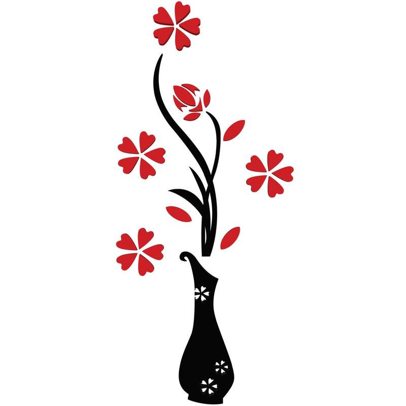 استیکر چوبی ژیوار مدل گلدان گل
