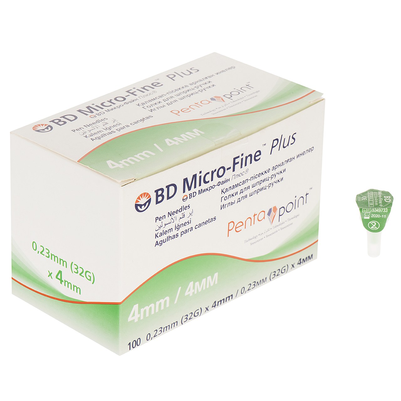 سوزن قلم انسولین بی دی مدل Micro-Fine سایز 4 میلی‌متر 100 عددی