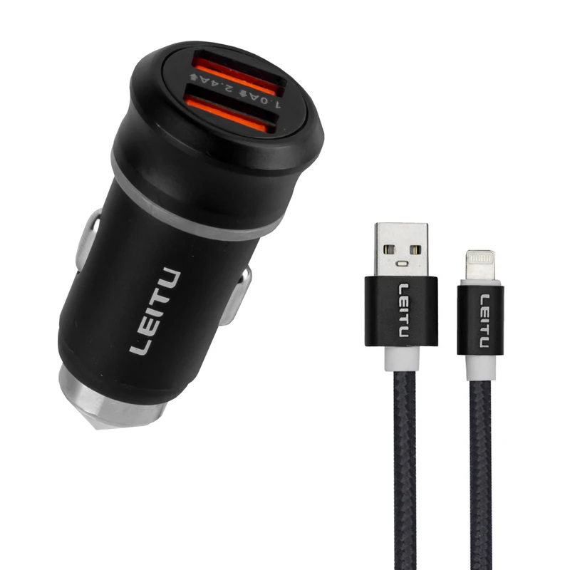 شارژر فندکی لیتو مدل C2 LIGHTNING به همراه کابل تبدیل لایتنینگ