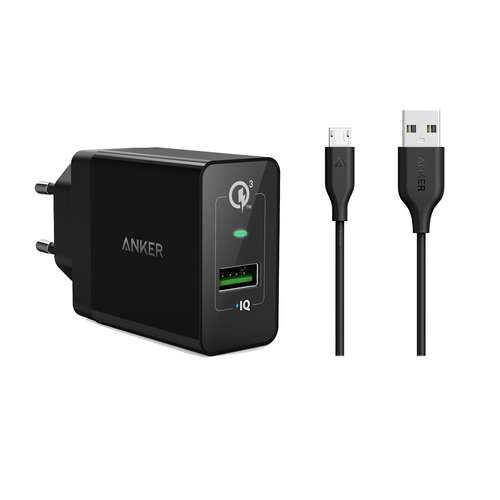 شارژر دیواری انکر مدل Quick Charge 3.0 Power Port plus 1 B2013 همراه با کابل تبدیل micro USB