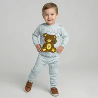 ست تی شرت و شلوار نوزادی مدل خرس مهربون کد Tu12