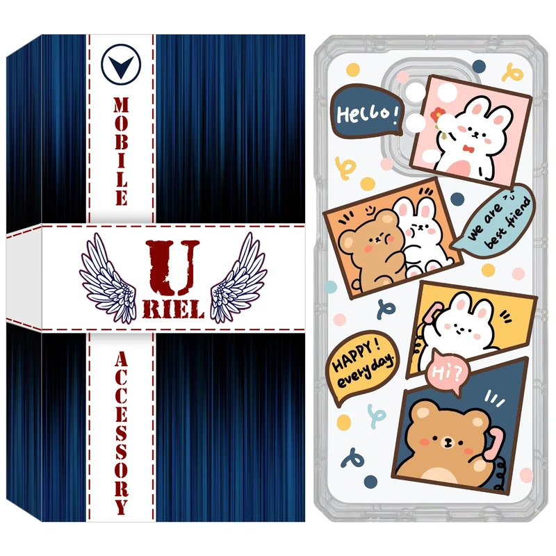 کاور یوریل مدل Clear کد 19 طرح خرگوش و خرس مناسب برای گوشی موبایل شیائومی Redmi Note 9S / Note 9 Pro / Note 9 Pro Max