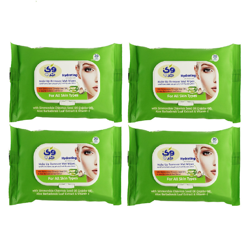 دستمال مرطوب وی کر مدل Jojoba-Aloe Vera چهار بسته 20 عددی