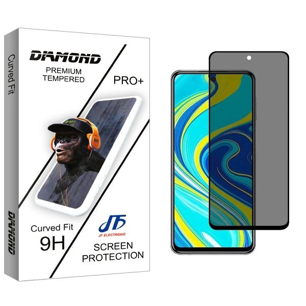 محافظ صفحه نمایش حریم شخصی جی اف مدل Diamond glass مناسب برای گوشی موبایل شیائومی Note 9s