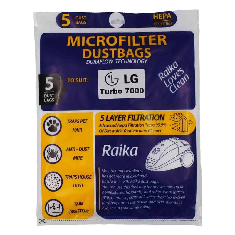 پاکت جاروبرقی رایکا مدل 01 مناسب برای جاروبرقی الجی 7000 بسته 5 عددی