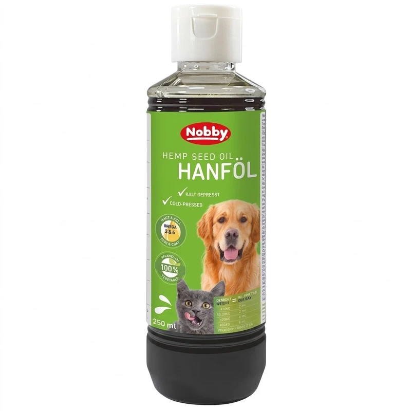 روغن شاهدانه سگ و گربه نوبی مدل Hemp Seed Oil حجم 250 میلی لیتر