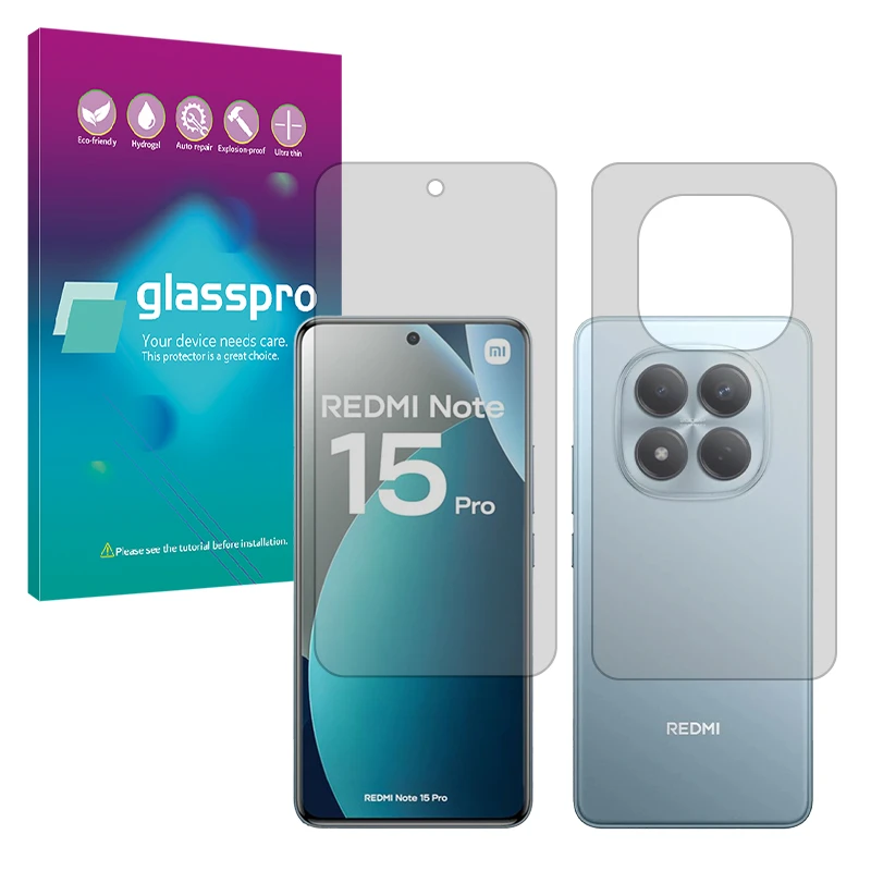 محافظ صفحه نمایش مات گلس پرو مدل Resistant مناسب برای گوشی موبایل شیائومی Redmi Note 15 Pro 4G به همراه محافظ پشت گوشی موبایل 