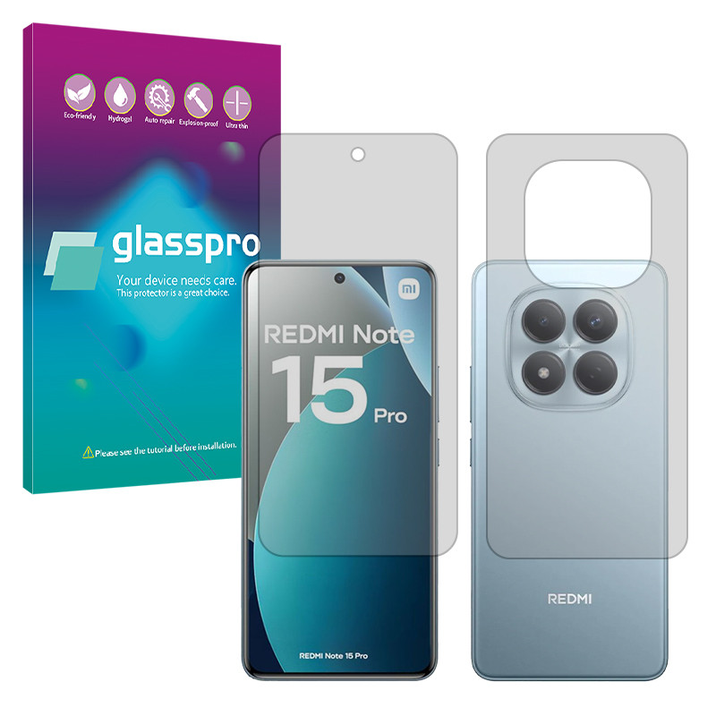 محافظ صفحه نمایش مات گلس پرو مدل Resistant مناسب برای گوشی موبایل شیائومی Redmi Note 15 Pro 4G به همراه محافظ پشت گوشی موبایل 