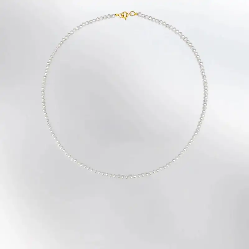 گردنبند طلا 18 عیار زنانه وی وی گلد گالری مدل مروارید