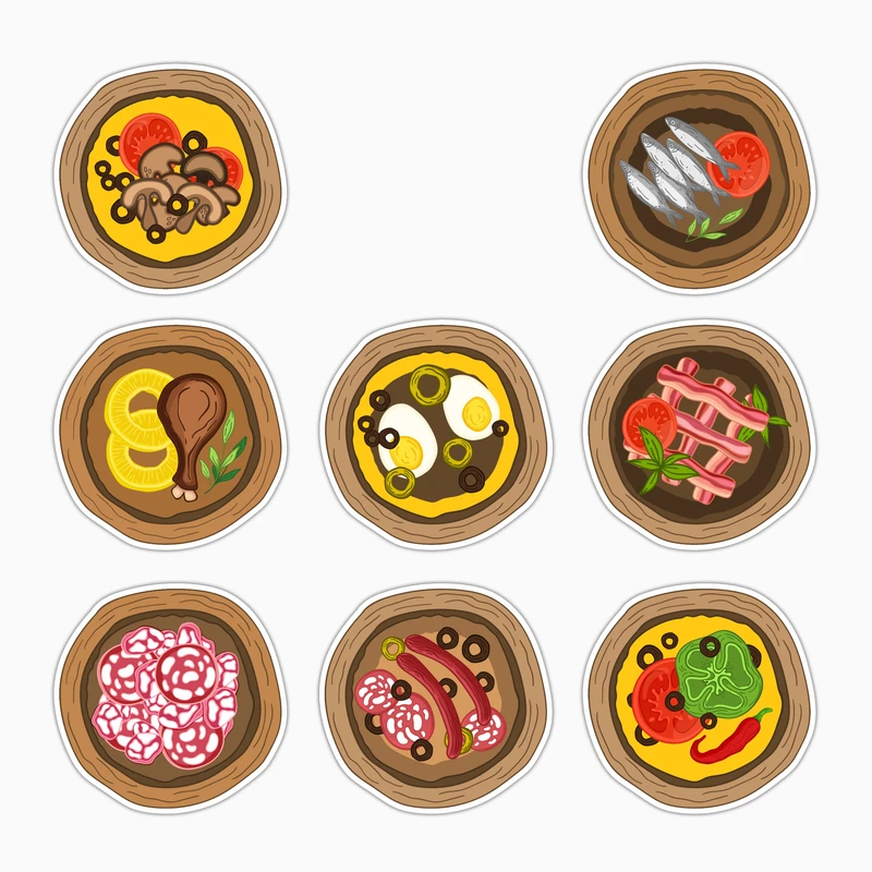 استیکر لپ تاپ و موبایل بووم طرح پیتزا مدل عجیب ترینها کد MM120 مجموعه 8 عددی