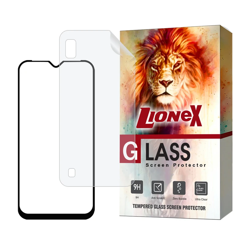 محافظ صفحه نمایش سرامیکی شفاف لایونکس مدل CERAMICNANOLI مناسب برای گوشی موبایل سامسونگ Galaxy A10 / M10 به همراه محافظ پشت گوشی