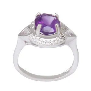 انگشتر نقره زنانه بازرگانی میلادی مدل سنگ کوارتز نگین برلیان بدون ریزش آبکاری رادیوم کد AWR_1329