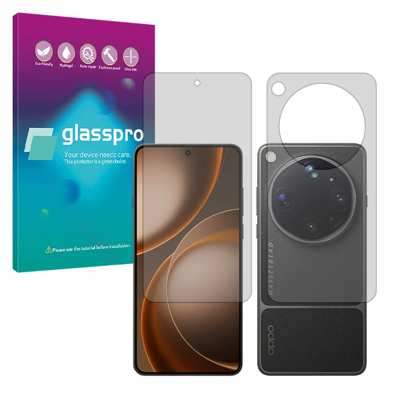 محافظ صفحه نمایش مات گلس پرو مدل هیدروژلی مناسب برای گوشی موبایل اوپو Find X9 Ultra به همراه محافظ پشت گوشی