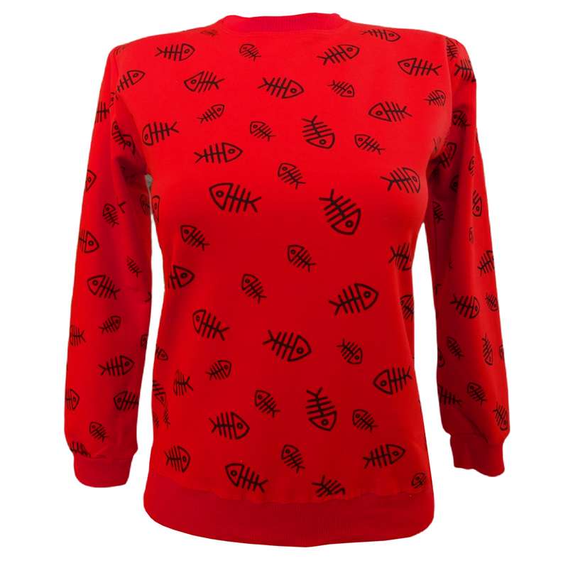 سویشرت زنانه مدل ماهی کد 0080 رنگ قرمز