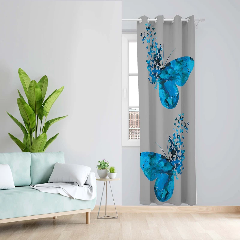 پرده طرح پروانه مدل مخمل پانچی کد 5390R z سایز 140x200 سانتی متر