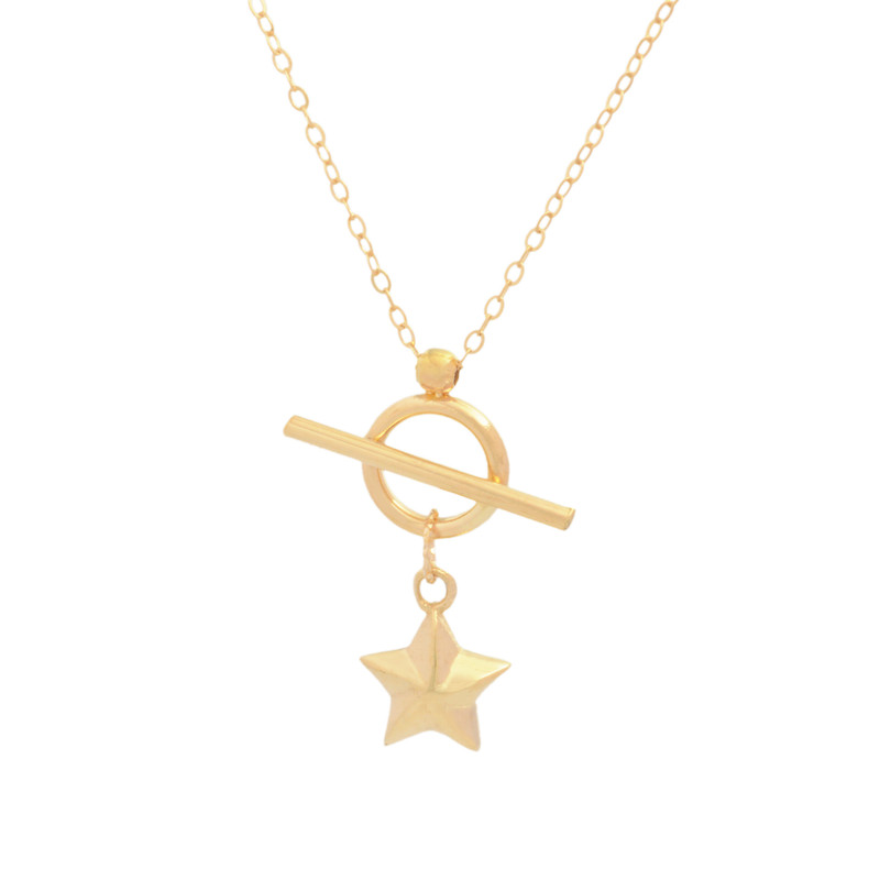 گردنبند طلا 18 عیار زنانه طلای مستجابی مدل ستاره تاج T1765 کد 2065403