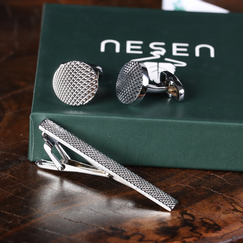 ست دکمه سردست و گیره کراوات مردانه نسن مدل N11