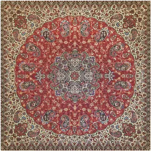 رومیزی ترمه ابریشمی خانه ترمه ایران طرح شاهپسند ممتاز کد 5525 سایز 100در100