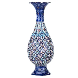 گلدان مسی میناکاری شده اثر سلطانی طرح 11 ارتفاع 20 سانتی متر