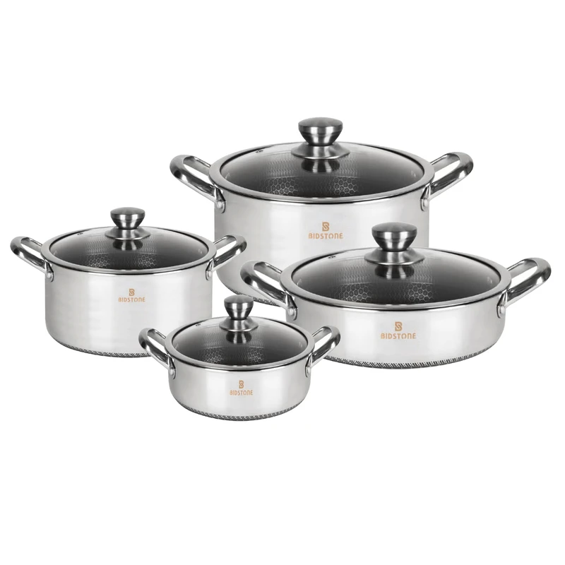 سرویس قابلمه و تابه استیل  8 پارچه بیدستون مدل BD800