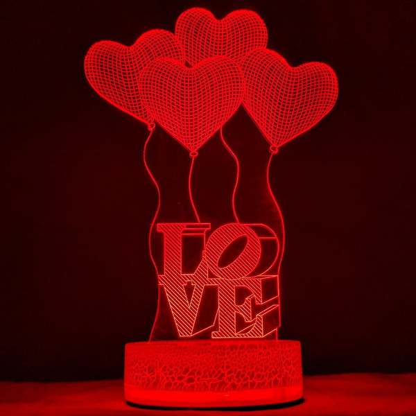 چراغ خواب سه بعدی زیما مدل Love