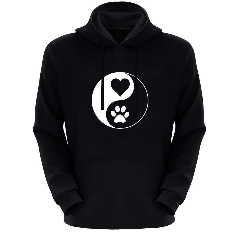 هودی زنانه مدل یین یانگ قلب وردپا F346 رنگ مشکی