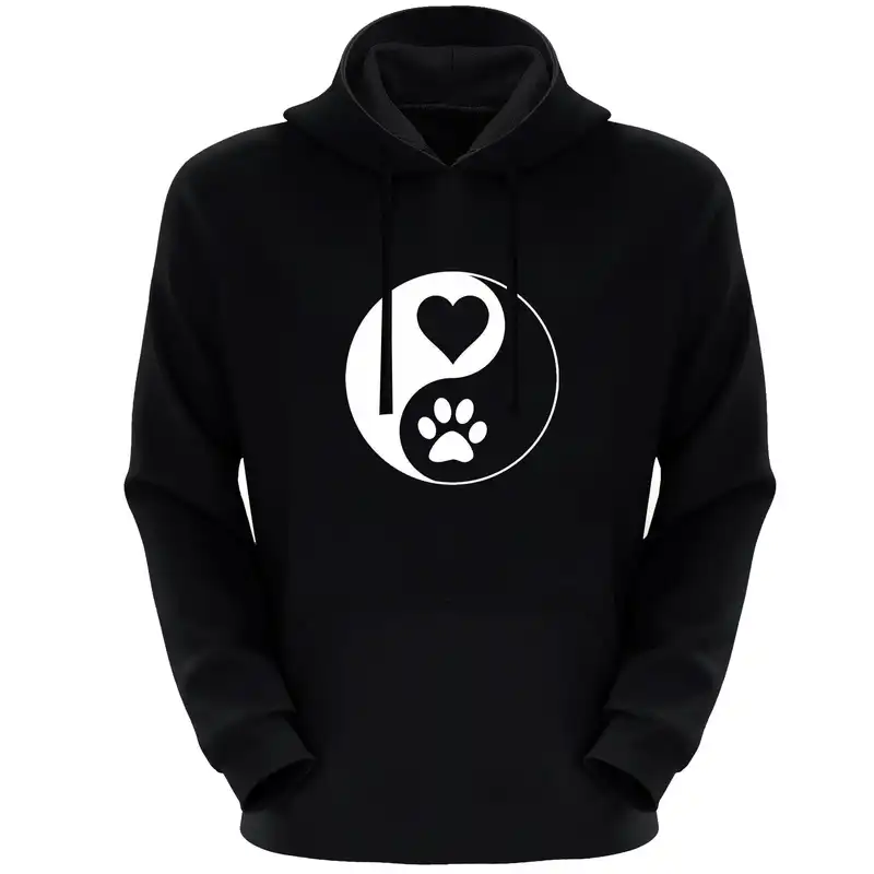 هودی زنانه مدل یین یانگ قلب وردپا F346 رنگ مشکی