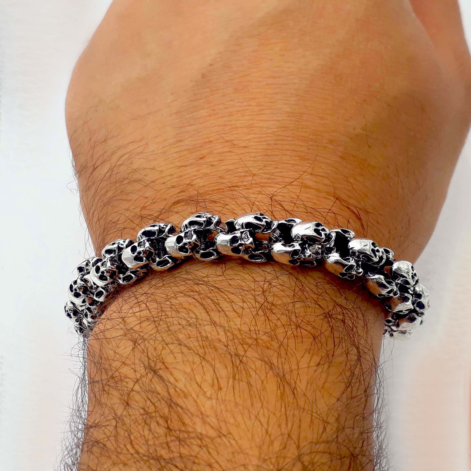 دستبند مردانه طرح فول جمجمه مدل زنجیری کد 870DSM