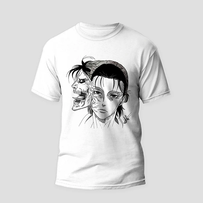 تی شرت آستین کوتاه مردانه مدل انیمه ای اتک ان تایتان ANM090