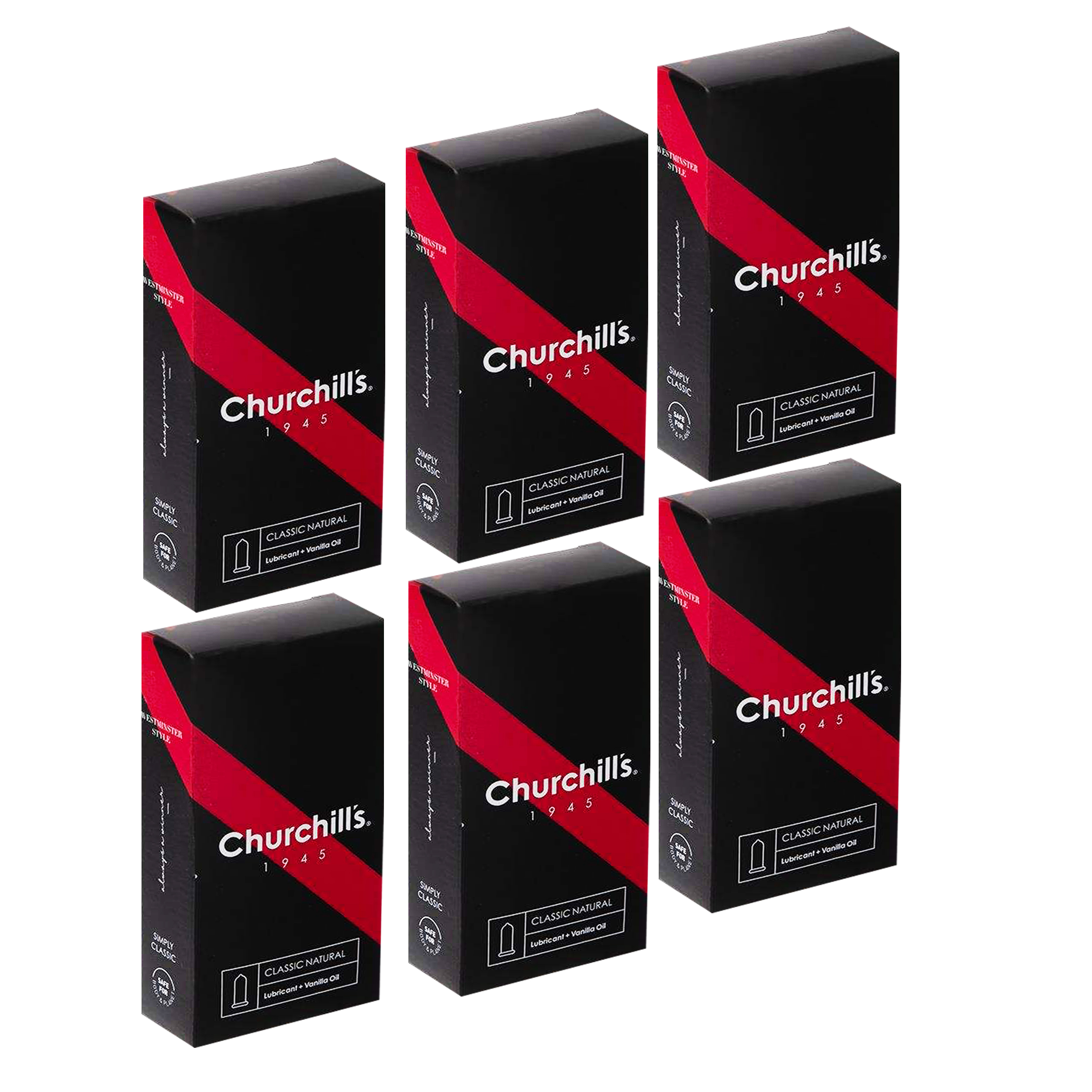 کاندوم چرچیلز مدل Classic Natural مجموعه 6 عددی