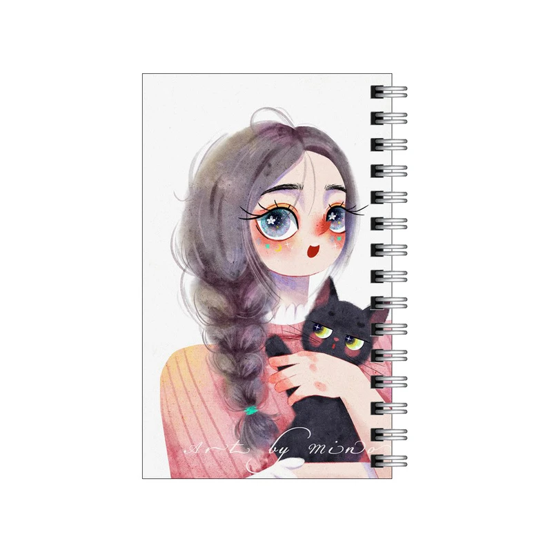 دفترچه یادداشت مدل to do list طرح دختر چشم آهویی و گربه کد 8441519