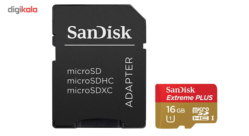کارت حافظه MicroSDHC سن دیسک مدل Extreme Plus کلاس 10 استاندارد UHS-I U1 سرعت 80MBps 533X همراه با آداپتور SD ظرفیت 16 گیگابایت