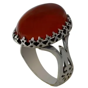 انگشتر نقره مردانه ملک زیور مدل سر نیزه عقیق کد 282