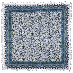 سفره قلمکار نرگس خانی طرح افشان آبی مدل 00-13 سایز 100 × 100