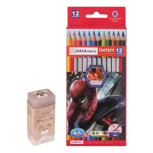  مداد رنگی 12 رنگ آسیا طرح کارتونی کد 1417 به همراه پاک کن