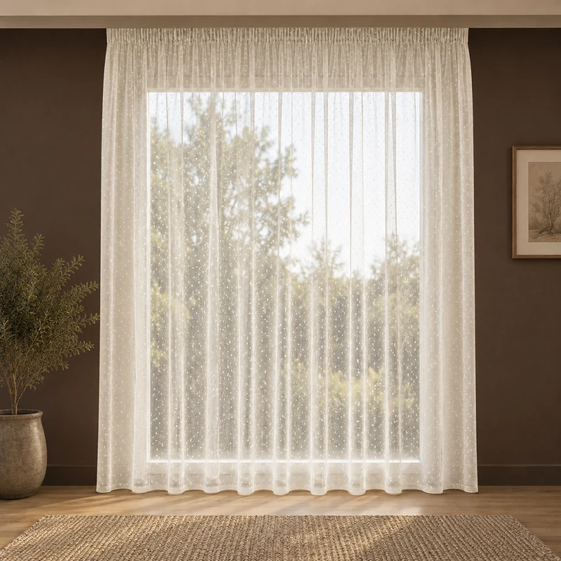 پرده تیکو دکو مدل دوخت ساده تور راشل کادکا شبنم دالبوردار  سایز 280 × 300 سانتی‌متر
