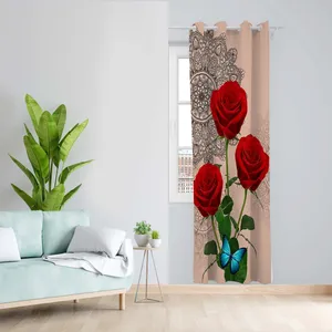 پرده طرح گل رز مدل مخمل پانچی کد 5204 z سایز 140x200 سانتی متر