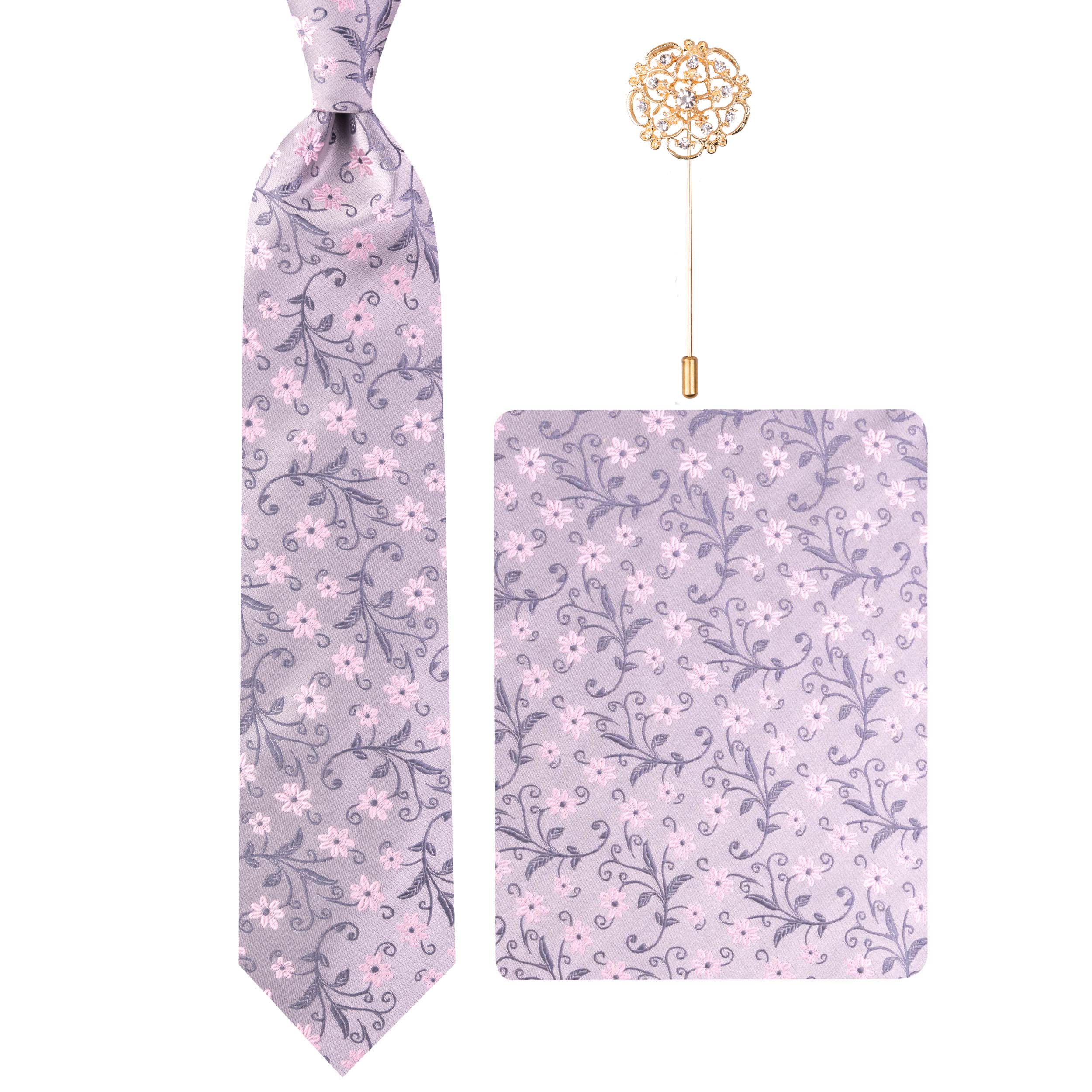 ست کراوات و دستمال جیب مردانه مدل GF-F1264-GR