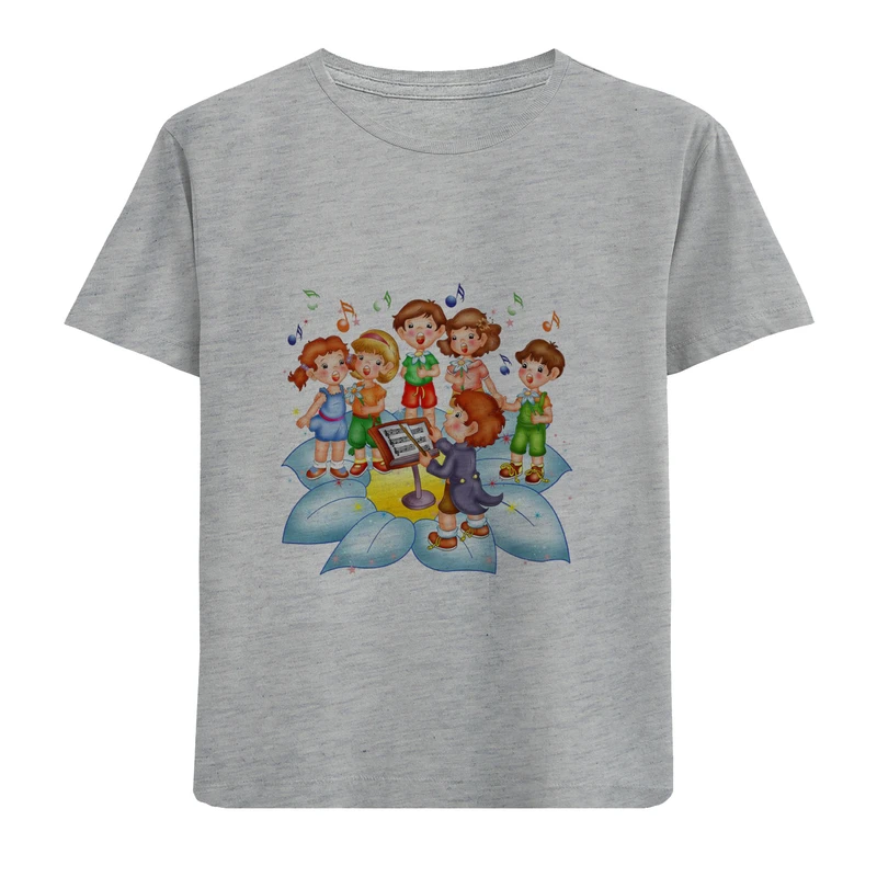 تی شرت آستین کوتاه دخترانه مدل گل وگروه سرود D227