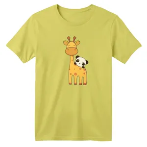 تی شرت آستین کوتاه بچگانه مدل زرافه کد ۲۳ رنگ زرد لیمویی