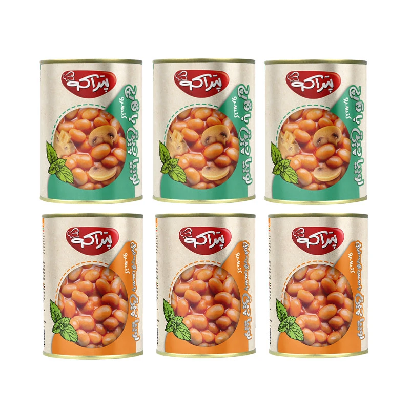 کنسرو لوبیا چیتی و لوبیا با قارچ پتراکو - 380 گرم - بسته 6 عددی