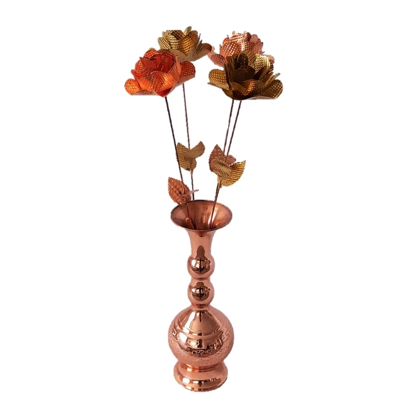 ست گل و گلدان مسی مدل رز کد GM110 مجموعه 5 عددی